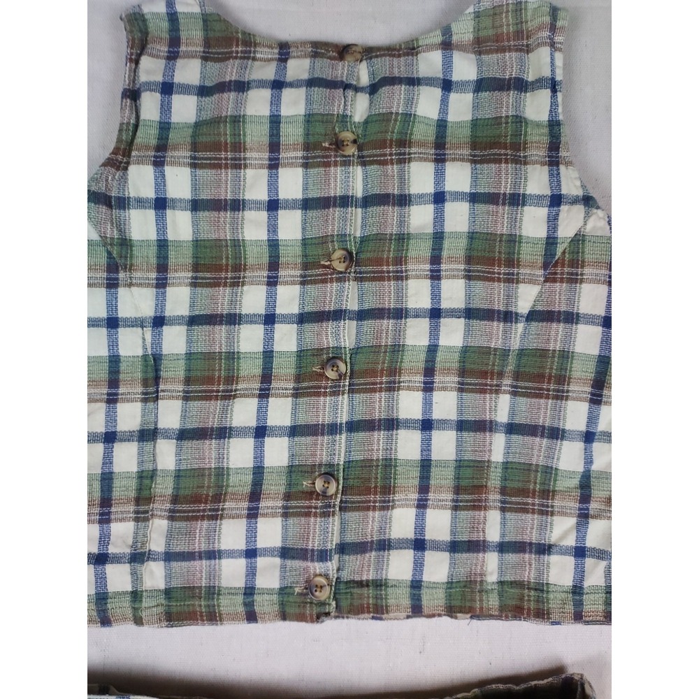 Vintage Kkomi Plaid Crop Top & Skort Set Women's Medium 90s 100% Cotton - Picture 14 of 16